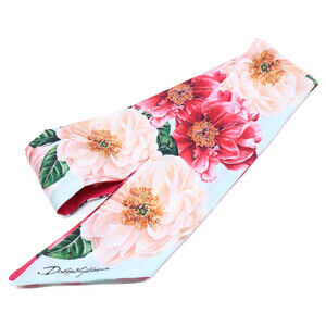 Dolce & Gabbana DOLCE&GABBANA FS215A GDV62 Flower Print Silk Bandeau Scarf, L...